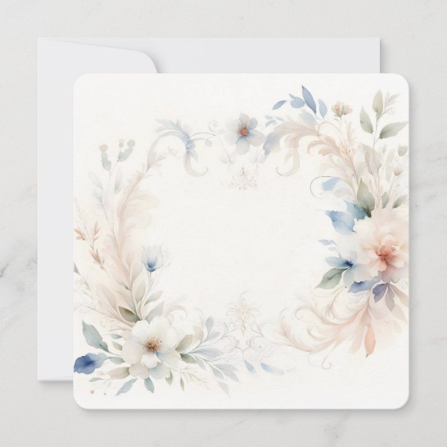 Elegant Floral Frame Soft Pastel Background Invitation (Front)