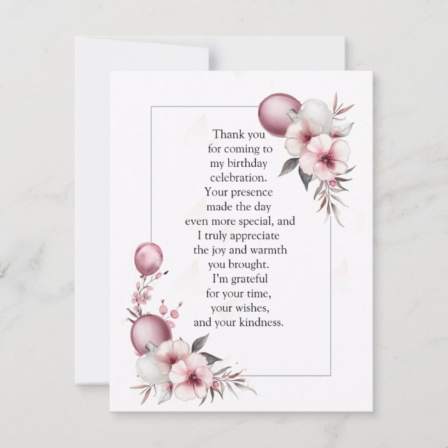 Elegant Floral Frame Thank You Card (Front)