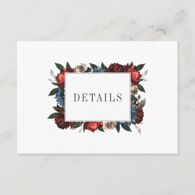 Elegant Floral Frame Wedding Details Enclosure Card (Front)