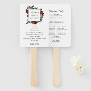 Elegant Floral Frame Wedding Program Hand Fan