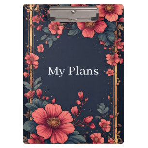 Elegant Floral Frame With Pink Flowers Clipboard