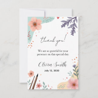 Elegant Floral Frame with Soft Pastel Accents Thank You Card