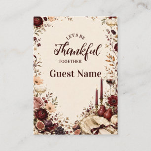 Elegant Floral Friendsgiving Dinner Place Card