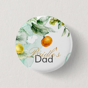 Elegant floral & Fruits watercolour summer Wedding 3 Cm Round Badge