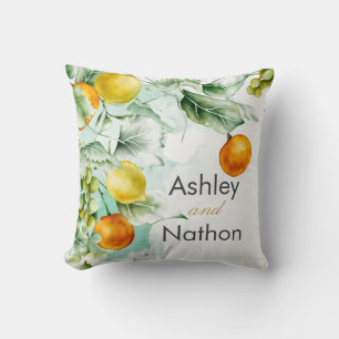 Elegant floral & Fruits watercolour summer Wedding Cushion