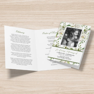 Elegant Floral Funeral Memorial Program Programme