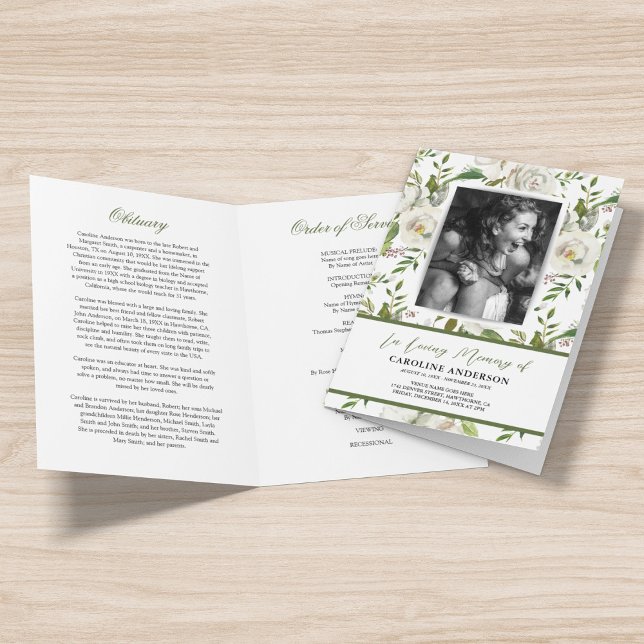 Elegant Floral Funeral Memorial Program Programme (Creator Uploaded)