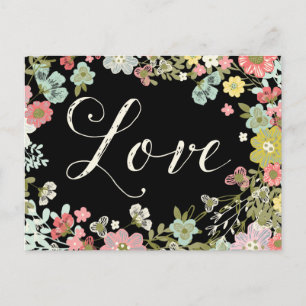 Elegant Floral Garden Beautiful Love Script Art Postcard
