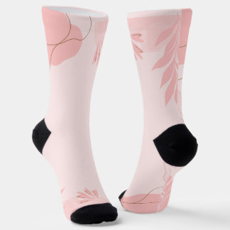 Elegant Floral Garden Blue Butterfly Crew Socks |
