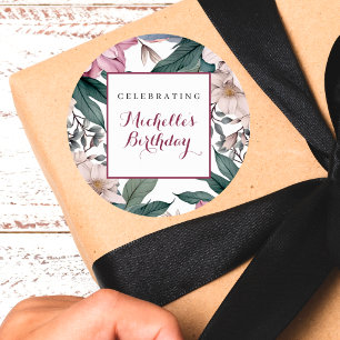 Elegant Floral Garden Botanical Birthday Party Classic Round Sticker