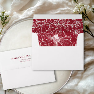 Elegant Floral Garden Burgundy Wedding Address Envelope
