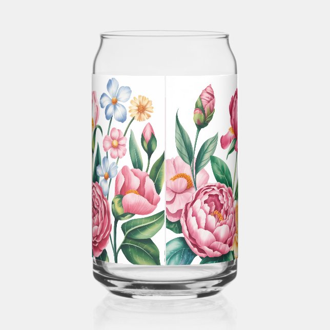 Elegant Floral Garden Drinkware set Can Glass (Right)