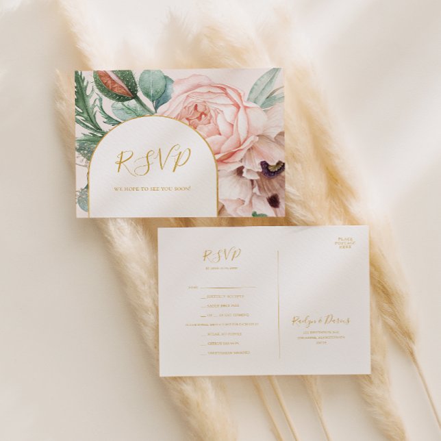 Elegant Floral Garden Pastel Menu Choice RSVP Card (Creator Uploaded)