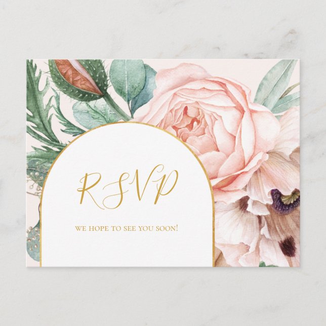 Elegant Floral Garden | Pastel Song Request RSVP Postcard (Front)