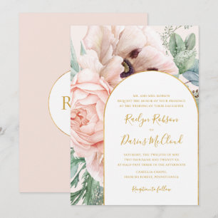 Elegant Floral Garden Pastel Traditional Wedding Invitation