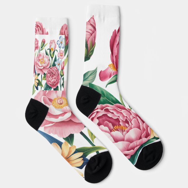 Elegant Floral Garden Socks (Right)