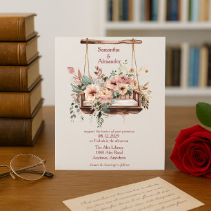 Elegant Floral Garden Swing Wedding  Invitation