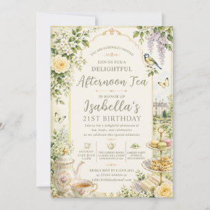 Elegant Floral Garden Tea Party 21st Birthday Invitation