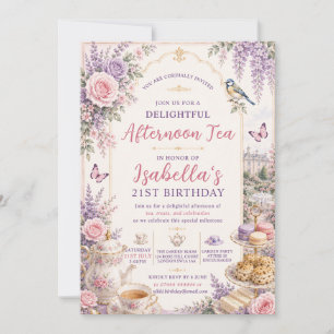 Elegant Floral Garden Tea Party 21st Birthday Invitation