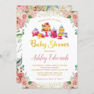 Elegant Floral Garden Tea Party Baby Shower Invitation