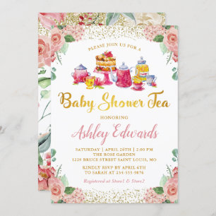 Elegant Floral Garden Tea Party Baby Shower Invitation