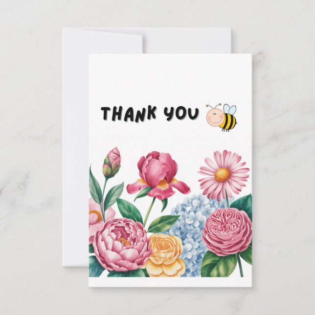 Elegant Floral Garden Thank You Card  (Front)