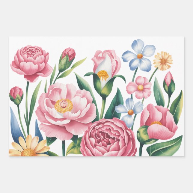 Elegant Floral Garden Wrapping Paper (Front)
