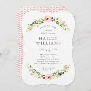 Elegant Floral Garland Bridal Shower Invitation
