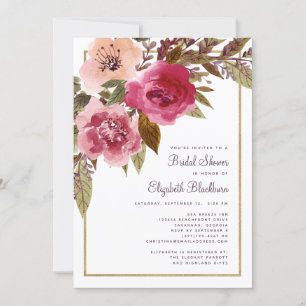 Elegant Floral Geometric Gold Bridal Shower Invitation
