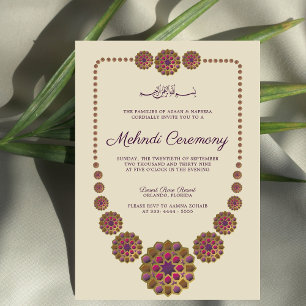 Elegant & Floral Geometric Pattern Islamic Mehndi Invitation