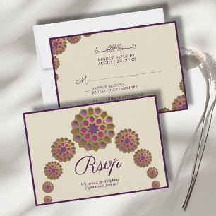 Elegant & Floral Geometric Pattern Islamic Wedding RSVP Card