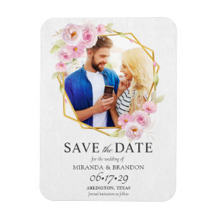 Elegant Floral Geometric Save the Date Magnet