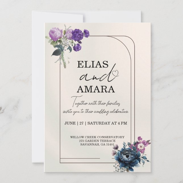Elegant Floral Geometric Wedding Invitation (Front)