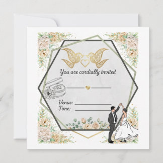 Elegant Floral Geometric Wedding Invitation
