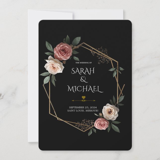 Elegant Floral Geometric Wedding Invitation Card (Front)