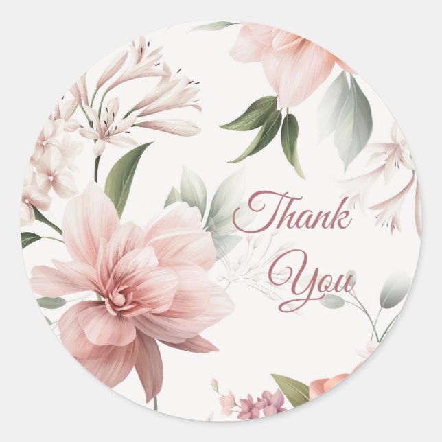 Elegant Floral Gift Favour Sticker Custom (Front)