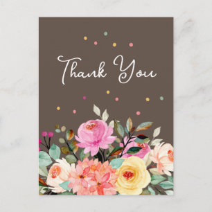 Elegant Floral Gift or Kindness Thank You Postcard