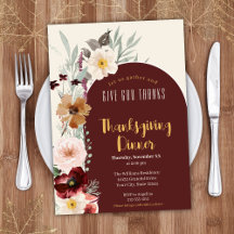 Elegant Floral Give God Thanks Thanksgiving Dinner