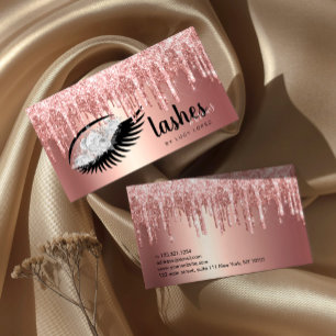 Elegant floral glitter drips lashes & brows business card