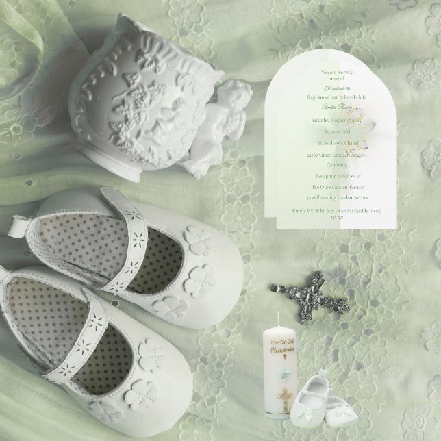 Elegant floral glowing cross baptism invitation  (Creator Uploaded)
