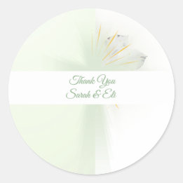 Elegant floral glowing cross  classic round sticker