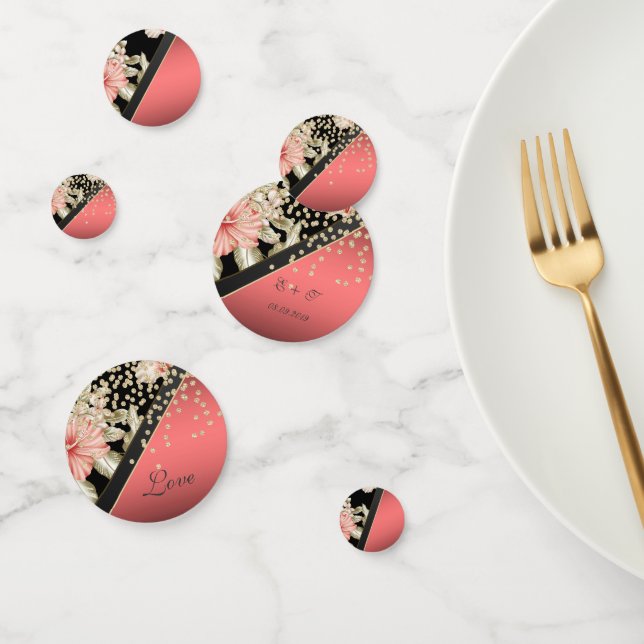 Elegant Floral ,Gold Diamonds ,Love-Name Confetti (Group)