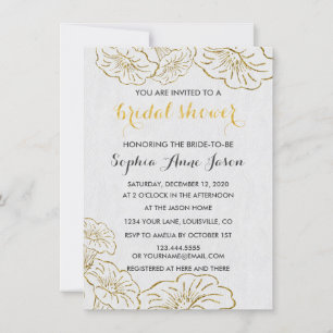 Elegant Floral Gold Foil Bridal Shower Invitation