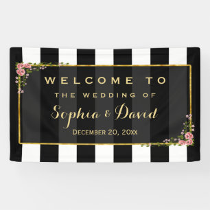 Elegant Floral Gold Foil Wedding Party Custom Banner