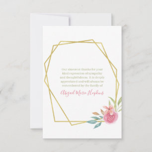 Elegant Floral Gold Frame Thank You Bereavement