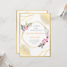 Elegant Floral Gold Geometric Baby Shower Invitati