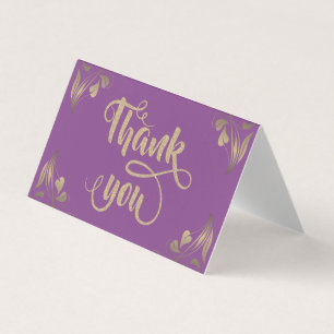 Elegant Floral Gold Glittery Thank You Card