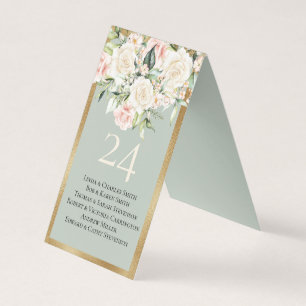 Elegant Floral Gold Green Name Table Number