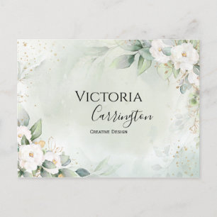 Elegant Floral Gold Green Professional Thank You Postcard