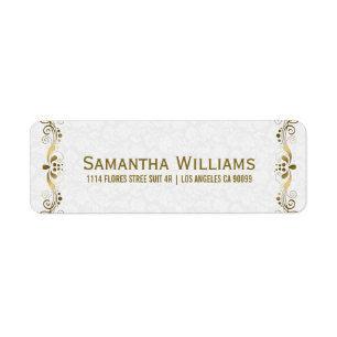 Elegant Floral Gold Lace With White Damasks